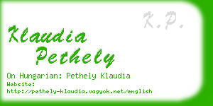 klaudia pethely business card